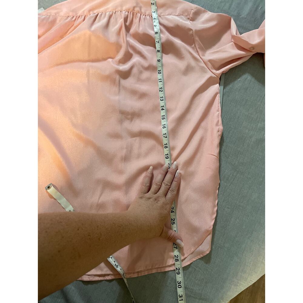 Vintage Pale Pink Silky Button Down Blouse Size 14 - Picture 8 of 8